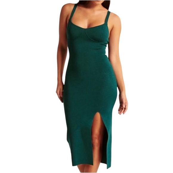 Abercrombie - NWT Bodycon Green Sweater Midi Dress Sz Xs - Picture 1 of 10